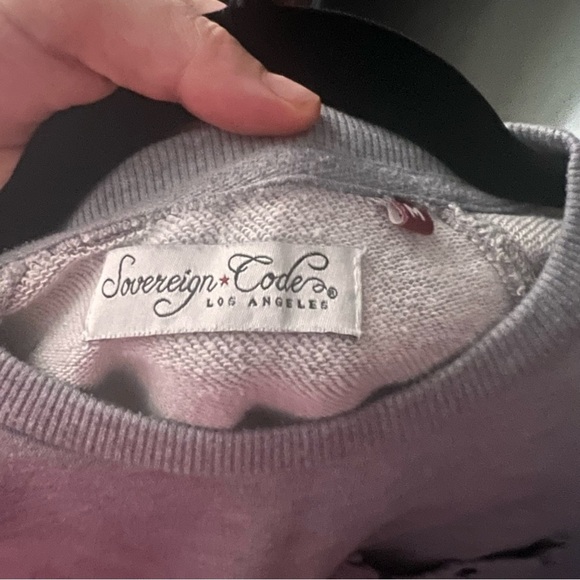 Sovereign Code gray crewneck sweatshirt bird pattern sleeves size medium - Picture 7 of 9